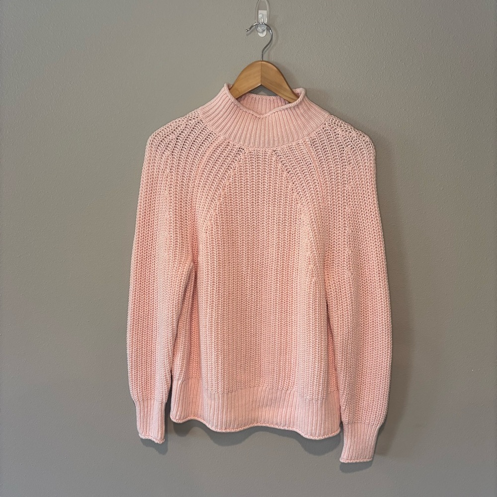 J. CREW Women’s Woven Knit Pale Pink Long Sleeve Turtleneck Sweater Size‎ XS
